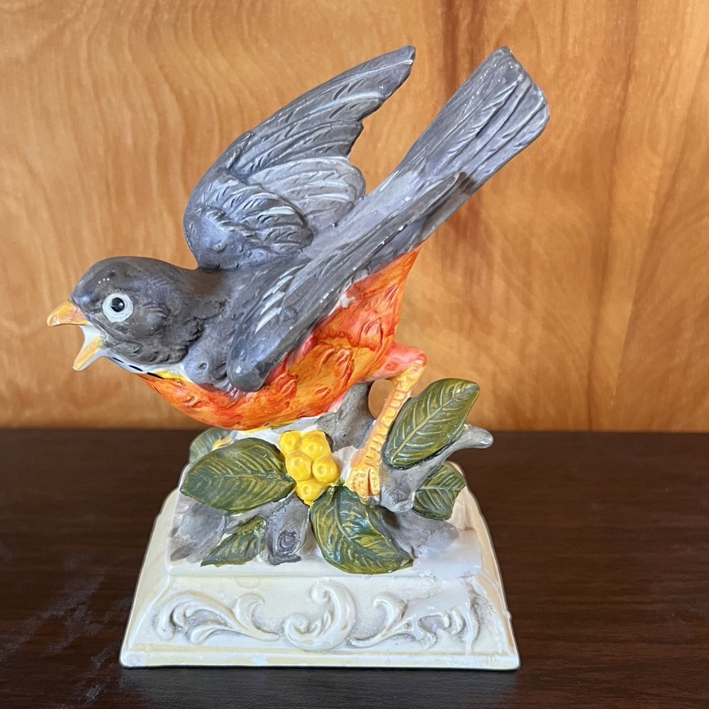 VTG Robin Bird Porcelain Figurine Hand Painted In Japan Bird Lovers Gift